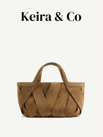 Women's Shopper Bag, Luxury Design Woven Tote Bags For Ladies, Solid Color New Fashion Handbags