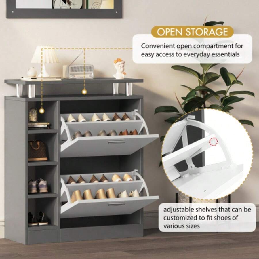 Wall-Mounted Coat Rack Set 80 X 25 X 96.5 Cm, Including Mirror, 2 Wall Panels, A Shelf Unit And A Shoe Cabinet, Body In Matte Anthracite Grey, Hallway Furniture, Hallway Drying Rack, Hallway Coat Rack, Shoe Changing Set