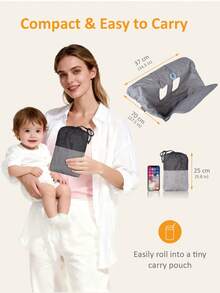 1Pc Foldable Shopping Cart Cover With Drawstring Carry Bag For On-The-Go, Baby/Toddler Mat Fits High Chairs & Grocery Carts, Durable Washable Cushion With Teether & Tiny Soother, Cozy & Soothing Baby Shopping Companion, Universal-Fit For Boys & Girls, Ideal Gift For New Parents - Grey - View 4