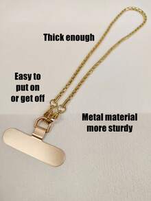 1pc Metal Phone Wrist Strap With 1pc Stainless Steel Washer, Suitable For Women, Girls, Shopping, Travel, Party, Walking - Gold - View 3