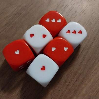 5개 하트 프린트 주사위, 하트 포인트, 게임 소품, 마작 주사위, 테이블탑 게임, 나이트클럽, 바, 음주, 파티 소품, 주사위 소품에 적합