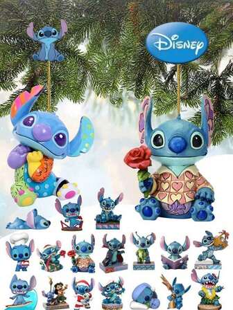  1/6pcs Disney New Stitch Kawaii Cartoon Character Decorative Pendant, Home And Car Hanging Decoration, Bag Accessory, Kawaii Cartoon Stitch Unisex Keychain Pendant, Christmas Tree Hanging Decoration