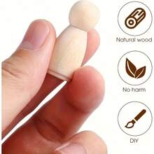 1/5pcs Unfinished Wooden Doll, Wooden Peg Doll Body, Wooden Puppet, Decorative Wooden Peg Doll, Suitable For Children DIY Art & Craft, Painting, Peg Game, Home Party Decor, Various Shapes And Sizes - 35MM - View 6