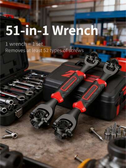 1pc Multifunctional 8-In-1 Socket Wrench, Durable Wrench, Labor-Saving And Durable Household Maintenance Special Worker Universal Wrench, New Double Headed Self Tightening Plum Blossom Wrench, Dog Bone Wrench, Living Mouth Pipe Clamp Maintenance Tool, Quick Plum Blossom Hexagonal Universal Rotation Head Wrench, Automotive Maintenance Universal Wrench, Socket Wrench, Handle Protector
