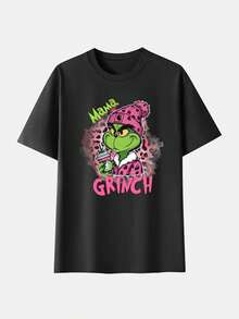 Camiseta Mujer "Green Xmas Happy Vibes" – Playera 100% Algodón con Diseño Llamativo, Perfecta para Fans Navideñas, S-XXL - Negro - Ver 2
