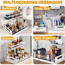 DEVA Bathroom Organizer High Duty Metal Under Sink Organizer And Storage 2 Tiers Pull-Out Under Sink Organizer And Storage For Sink Kitchen Cabinet Laundry White - White - View 6