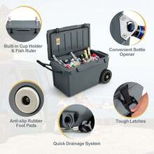 COSTWAY 75 Qt Portable Cooler Roto Molded Ice Chest Insulated 5-7 Days With Wheels Handle Charcoal/Tan - Charcoal - View 5