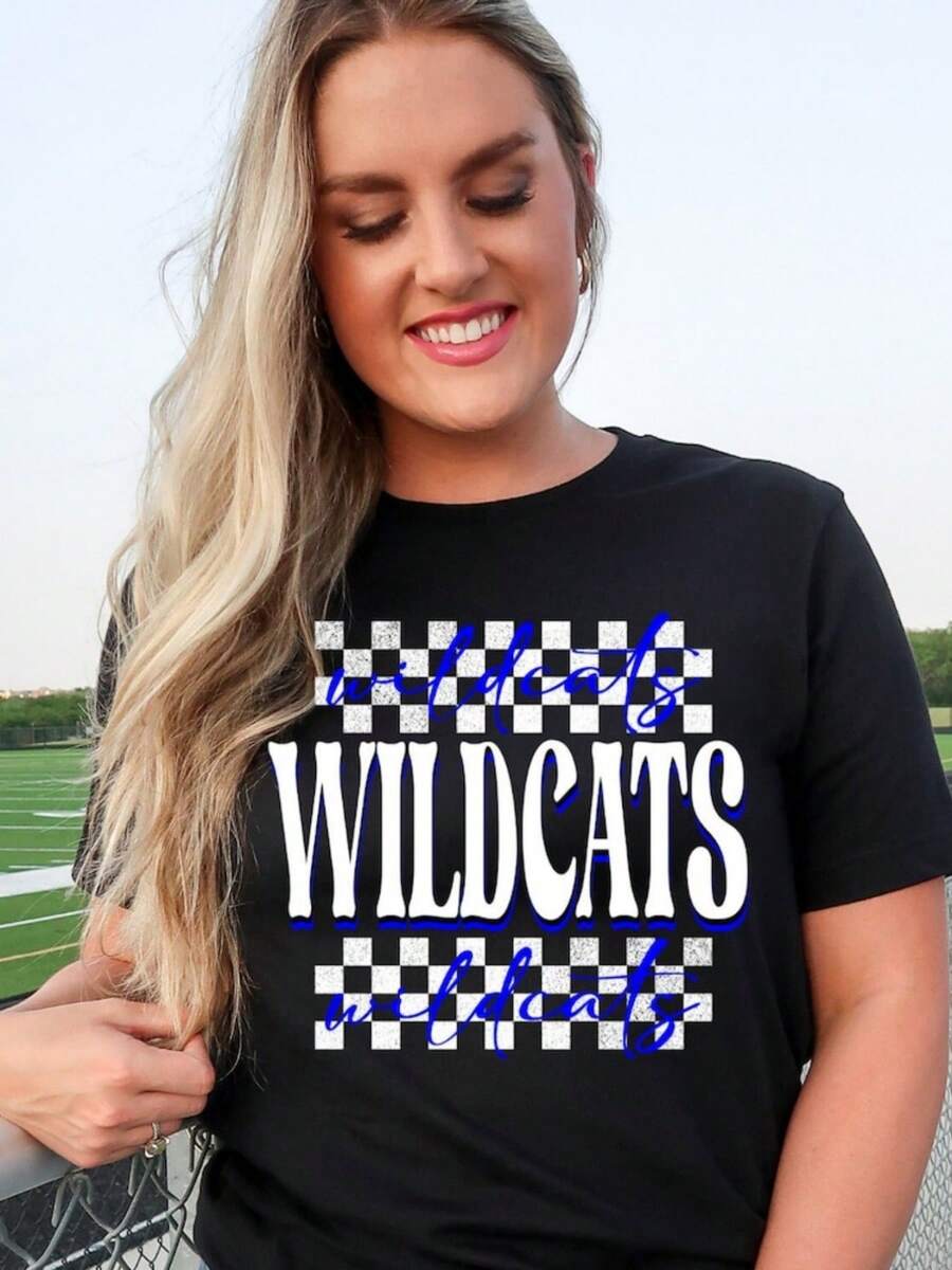 Wildcats Shirt Wildcat Shirt Mom Wildcat Sports Shirt Sports Mascot Mom Dad Shirt Game Day Shirt Dad - 黑色 - 查看 1