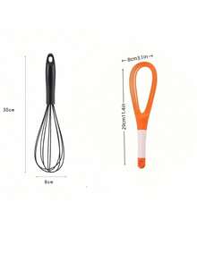 1pc Rotary Egg Beater, 2-In-1 Collapsible Balloon Whisk And Flat Whisk, Kitchen Gadget, Kitchenware, Kitchen Accessory, Household Kitchen Supplies