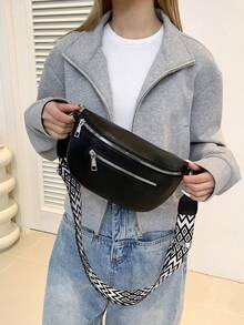 Women's Solid Color PU Leather Waist Bag, Retro Chic Crossbody Bag, Casual Shoulder Bag For Women, New Spring Summer Design Fanny Pack, Western Purse For Women, Bohemia Style Bag For Women