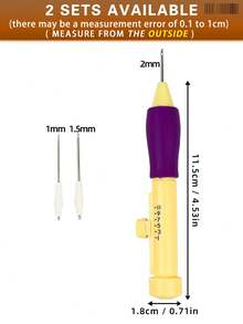 1pc/3pcs Handmade DIY Punch Needle Embroidery Needles, French Embroidery Needles, Adjustable Length Punch Needle, 3 Interchangeable Needle Tips, Suitable For Adult Embroidery - A - View 3