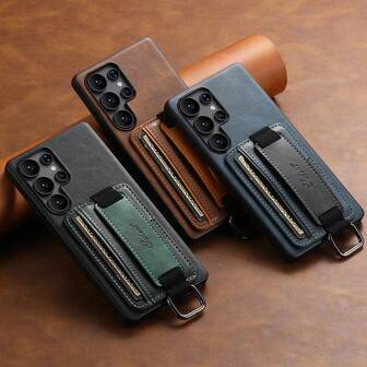  SUTENI 手机壳腕带指环扣仿皮卡套支架，适用于三星 Galaxy S26 Ultra S25 Plus S24 S23 S22，男女通用，送给亲朋好友和长辈的节日礼物