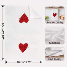 MEMNUN 2pcs Valentine's Day Red Love Text Pattern Kitchen Towels, 15.75*23.62in(40*60cm), Modern Microfiber Soft Absorbent Dish Towels, Hand Towels, Tea Towels, Cleaning Supplies, Ideal For Bathroom And Kitchen Decor, Home Decoration And Gifts - Multicolor - View 3