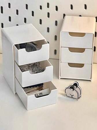 1个桌面收纳盒，多功能迷你塑料收纳盒，带抽屉，适合桌面或壁挂式使用 - 节省空间，可收纳化妆品和配饰，手提包造型设计，多种颜色可选，便携式首饰盒，小型首饰盒，家用首饰收纳盒，旅行收纳盒，迷你收纳盒，旅行首饰拉链盒