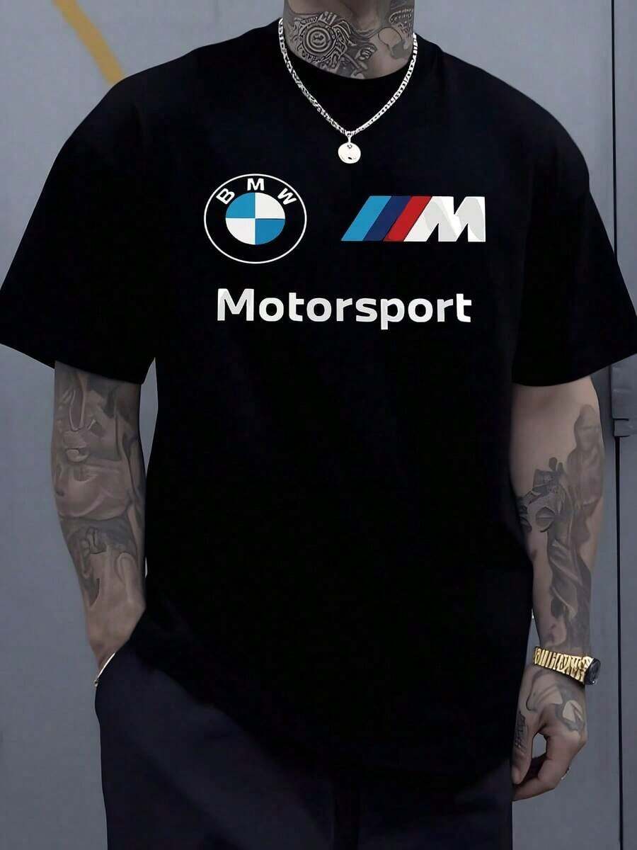 Iconic  Roundel Emblem Representing Precision Automotive Engineering And M Motorsport Logo Signifying High Performance Racing 220g Tshirt - Black - View 1