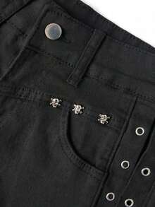 Women Denim Shorts - Black - View 5