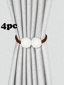 2pcs/4pcs Pearl Plastic Curtain Tie Backs, Multi-Color & Size Options, Suitable For Curtain Fixing And Decoration - Multicolor - View 24