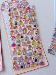 3D可爱贴纸 - 卡通热狗寿司泡泡贴纸，可爱迷你毛绒3D可重复使用贴纸，适用于剪贴簿、计划本、日记本、笔记本、笔记本电脑、手机壳、装饰（纯色） - 彩色 - 查看 11