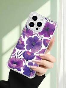 1 pieza Funda de teléfono con diseño de flores moradas tipo amapola, estilo artístico y elegante, funda transparente resistente a golpes, ligera y con corte preciso, compatible con iPhone 17/16/15/14/13/12/11/XS/XR/X/PLUS/PRO/PROMAX, compatible con Galaxy A34/A35/A54/A55, Galaxy S20/S21/S22/S23/S24 Ultra/Plus, compatible con Moto/Galaxy/Redmi/Honor/OPPO, regalo de fiesta - transparente - Ver 3