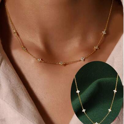 1pc 925 Sterling Silver Classic Minimalist Flower Cubic Zirconia Necklace, Suitable As A Elegant Jewelry Gift, Versatile Accessory, Suitable For Women To Wear To Parties, Engagements And Other Occasions