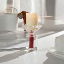 1pc Elegant Transparent Crystal Glass Candle Holder, Can Be Used In Living Room, Bedroom, Dining Room, Study To Create A Warm And Soothing Ambiance, Candle Not Included - Multicolor - View 2