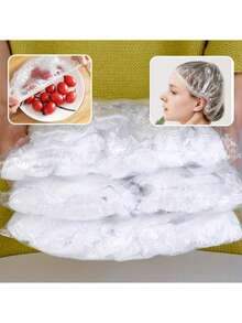 100pcs Disposable Cling Film Food Cover Shower Caps - Multicolor - View 5