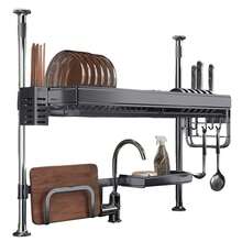 Over The Sink Dish Drying Rack - Adjustable Height Kitchen Counter Dish Rack Organizer - Grey - View 3