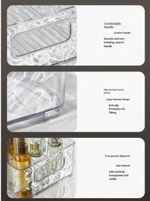 1个豪华透明亚克力化妆品收纳盒，带提手，可存放化妆品、护肤品、口红和面膜，可堆叠桌面支架，适用于梳妆台、浴室、橱柜和办公桌，多功能收纳盒，是送给喜欢整洁时尚空间的女性、朋友和同事的完美礼物，非常适合圣诞节、情人节、生日、乔迁和节日庆祝活动。 - 無色 - 查看 6