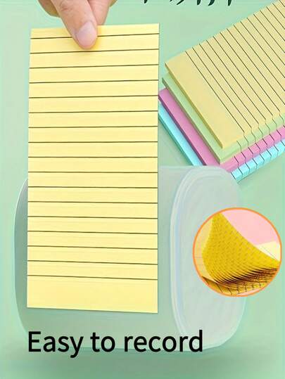 100-Page Four-Color Lined Sticky Notes - Cute And Creative Sticky Notebook - Student Tear-Off Guestbook, Mini Lined Blank Notebook, Tear-Off Notebook, Self-Adhesive Sticky Note Set, Cute And High-Performance Mini Notebook, Portable Notebook