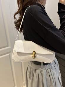 Solid Color Embossed Geometric Pattern Zipper Shoulder Bag, Women's Shoulder Bag, Fashionable Retro Zipper Bag, Casual Waterproof Handbag, Suitable For Teenage Girls, Women, College Students, Young Professionals And Office Ladies. Perfect For Office, Work, Business And Commuting Occasions. Best Women's Work Bag, Retro Style Women's Bag. - Multicolor - View 5