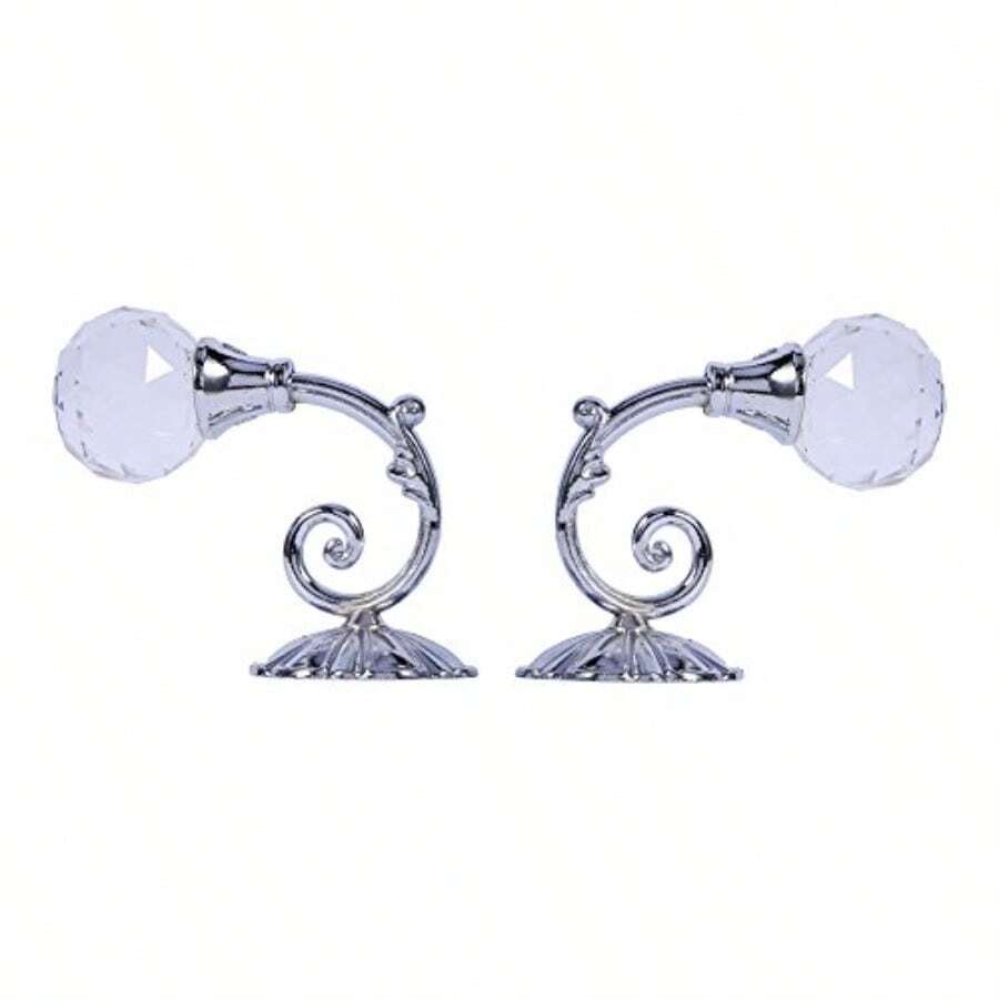 QY- Retenedores de cortina de metal de cristal 2 piezas Retenedor de cortina de cristal de metal Ganchos de amarre para cortinas ventana de pared Soporte para colgar para cortinas Ventana cortinas plateado -6194 - Plateado - Ver 1