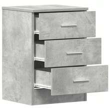 Comodino vidaXL, grigio cemento, 38 x 35 x 56 cm, in materiale composito di legno. - nero - Visualizzare 5