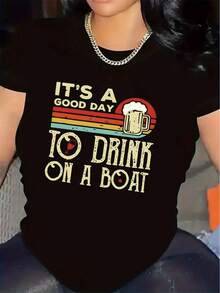 Camiseta Ligera y Transpirable en Blanco y Negro Diseñpara Salidas en Barco, con un Divertido Diseño Gráfico.perfecto para actividades al aire libre, fiestas en la playa y eventos de verano, ofreciendo un ajuste cómodo tanto para hombres como para mujeres. - Negro - Ver 11
