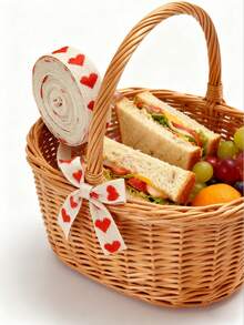 Fita decorativa com estampa de coração para presentes, embalagem de presentes, corda trançada artesanal, arranjo floral coreano, para amarrar flores, bolos, caixas de aniversário, laço trançado para presentes, buquês de flores, embalagens de bolos, fita de cetim floral para volta às aulas, Dia dos Namorados. - Multicolorido - Ver 5