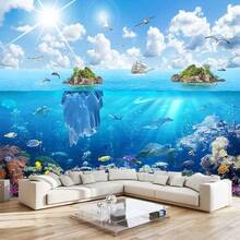 Murales de pared de tamaño personalizado, paisaje submarino de la isla del mundo, murales de pared autoadhesivos extraíbles de despegar y pegar, papel pintado fotográfico grande - Cielo estrellado del universo moderno - Ver 1