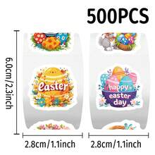 500pcs Easter Sealing Stickers, Cute Rabbit & Easter Egg Cartoon Roll Stickers, DIY For Luggage, Phone, Guitar, Scrapbook, Party Favors - Multicolor - View 2