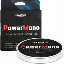 RUNCL PowerMono - Línea de pesca monofilamento 300/500/1000 yardas - Máxima fuerza, amortiguador, suspensión en agua, amigable con nudos, línea de pesca overol de 3 a 35 libras, baja y alta - F - Amarillo - Ver 1