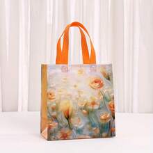 20个优雅花卉植物图案手提袋 - 无纺布涤纶派对礼品袋，尺寸为9x8.46x4.33英寸，适用于婚礼、生日等场合 - 彩色 - 查看 7