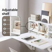 SoBuy FWT07--W, Folding Wall-Mounted Drop-Leaf Table Desk Integrated With Storage Shelves, Wall Desk Table Computer Desk, White - White - View 3