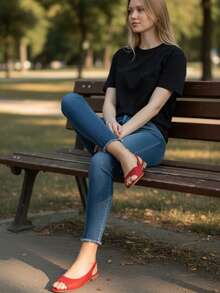 Sandalia Slide Samar Casual para vacaciones - Rojo - Ver 3