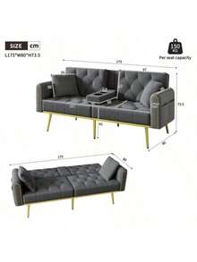 Sofas & Couches - Gray + Velvet + 2 Seat - View 2