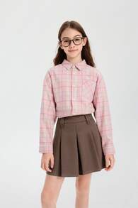 Balabala Girls' Autumn/Winter Pleated Mini Skirt, Versatile & Fashionable Teenage Outfit - Brown Tone - View 2