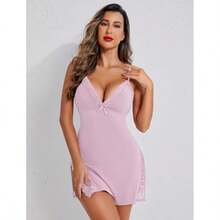 - Lencería para mujer, con tirantes delgados, camisón de babydoll(XS Rosado Melocotón) - Multicolor - Ver 2