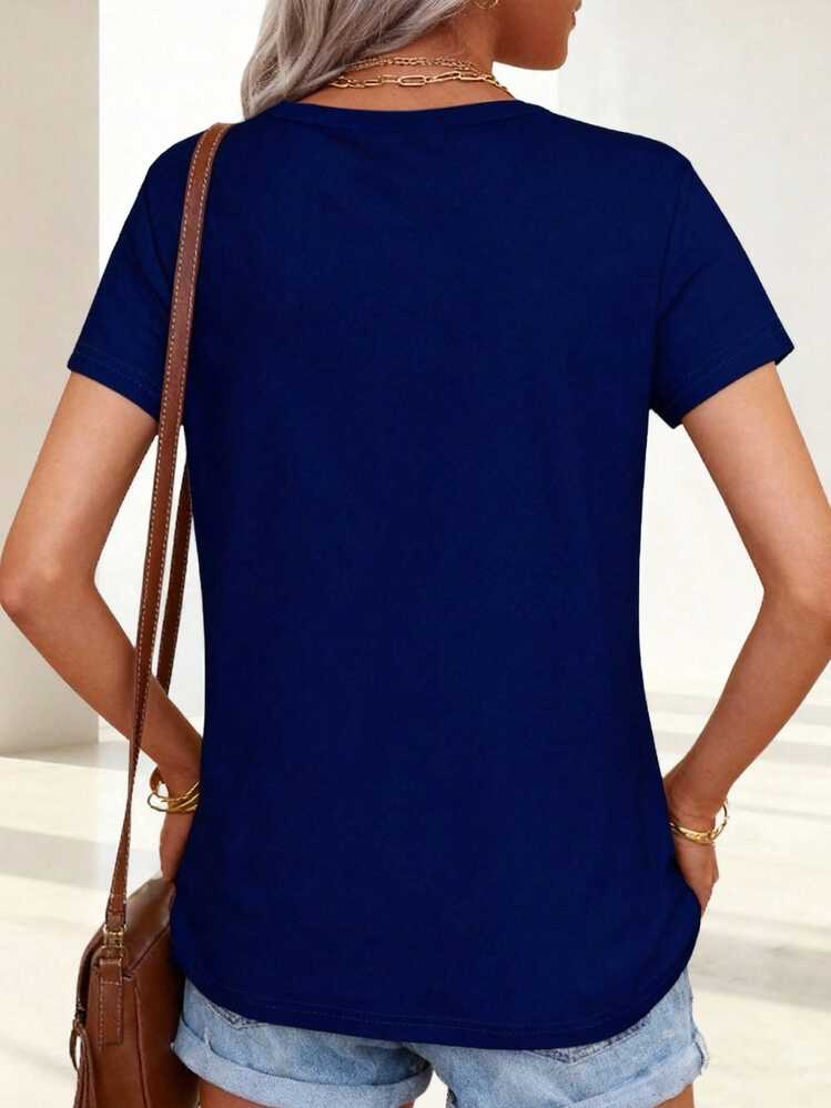Camiseta de  con Estampado de Banderas a Cuadros y Letras MOM en Rosa con Texto Pit Crew Ideal para Eventos de Carreras y Ocasiones Casuales - Azul Marino - Añade 2