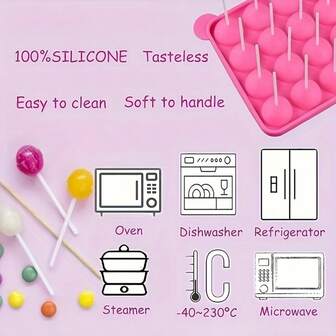 1set Silicone Cake Stick Mold Tray - Round Lollipop And Cupcake Baking Mold, With Chocolate, Candy, And Party Sticks - Easy To Use, Non-Stick Baking Tray Mold Set