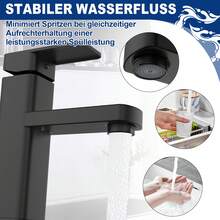 Kitchen Faucet, Bathroom Faucet, Sink Faucet, Mixer Tap, Single-Lever Zinc Alloy Faucet, Easy Installation, Black, Type B