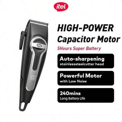 itel IHC-38 Multi-Function Rechargeable Hair Clipper,7000 RPM Powerful Motor,Premium Metal Body Design,Smart Digital Display,Precise Blades For Sharp Cut
