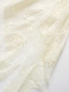 DEEKA Summer New Women's Fashion Sexy Asymmetric Lace Dress, European And American Style - Beige - View 9