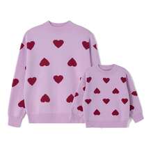Valentines Day Women Sweaters Outfits Heart Graphic Sweatshirt  Clothes Long Sleeve Pullover Tops Knitwear Fall Spring Outfit - 紫色 - 查看 9