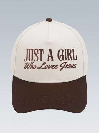 1pc Women's JUST A GIRL WHO LOVES JESUS Trucker Hat, Personalized Letter Embroidered Baseball Cap, Street Fashion Five-Panel Hat, Outdoor Sun Protection Casual Hat, Spring And Autumn Travel, Beach Vacation